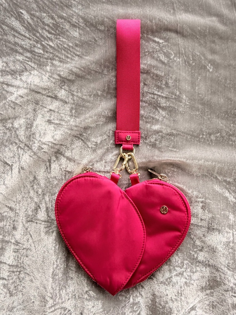 Lululemon Hot Pink Heart Wristlet Pouch